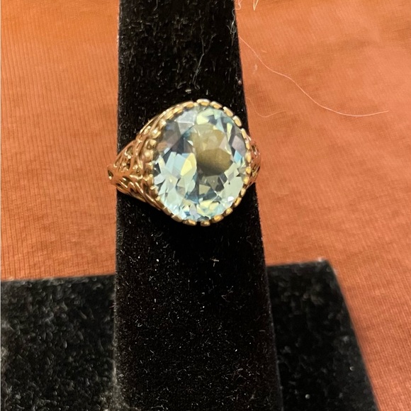 Natural blue topaz Sterling silver ring size 6 - Picture 3 of 4